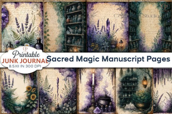 Download Sacred Magic Manuscript Pages Junk Journ - Sacred Collection