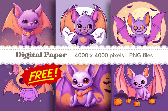 Download 6 Freebie Halloween Bat Digital Paper - Freebie Collection