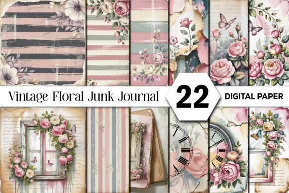 Download Vintage Floral Junk Journal Background - Background Collection