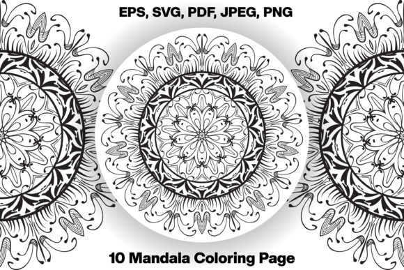 Download 10 Monochrome Adult Mandala Coloring Pag - Adult Collection