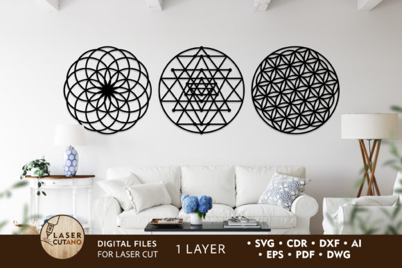 Download Sacred Geometry Wall Art, Cut Files - Sacred Collection