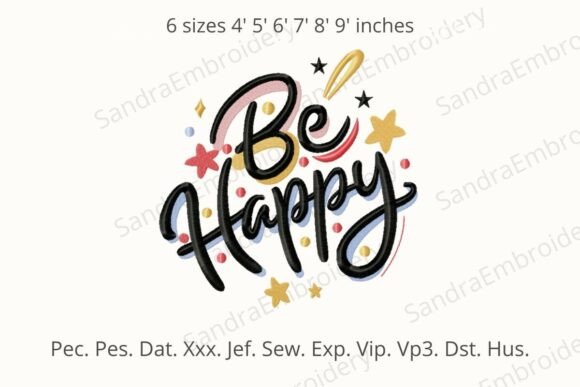 Download Be Happy Embroidery Design - Happy Collection