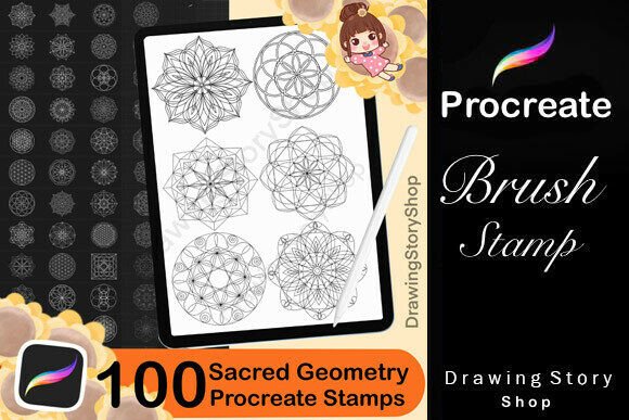 Download 100 Procreate Sacred Geometry Stamps - Sacred Collection