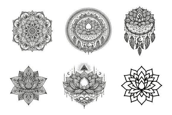 Download Sacred Lotus Mandala Line Art Bundle PNG - Sacred Collection